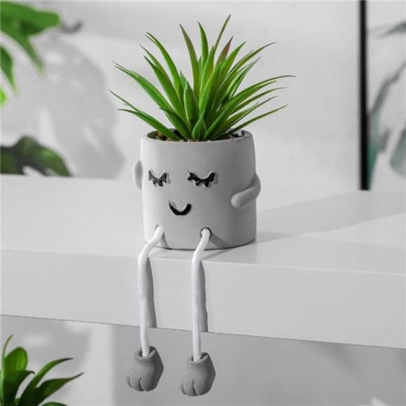 3pcs Creative Artificial Succulents with Gray Flower Pots, Mini Potted Succulent - Picture 2 of 6